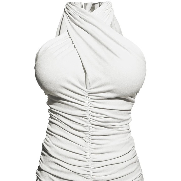 AS by DF CATHERINE CROSSOVER HALTER TOP Size Small Buttercream NWT - Picture 2 of 9